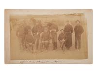 [WOUNDED KNEE]. A group of 5 boudoir photographs of 7th US Cavalry at Pine Ridge Agency, incl. officers and camp scenes. Chadron, NE: Northwestern Photographic Co., ca 1890-1891.
