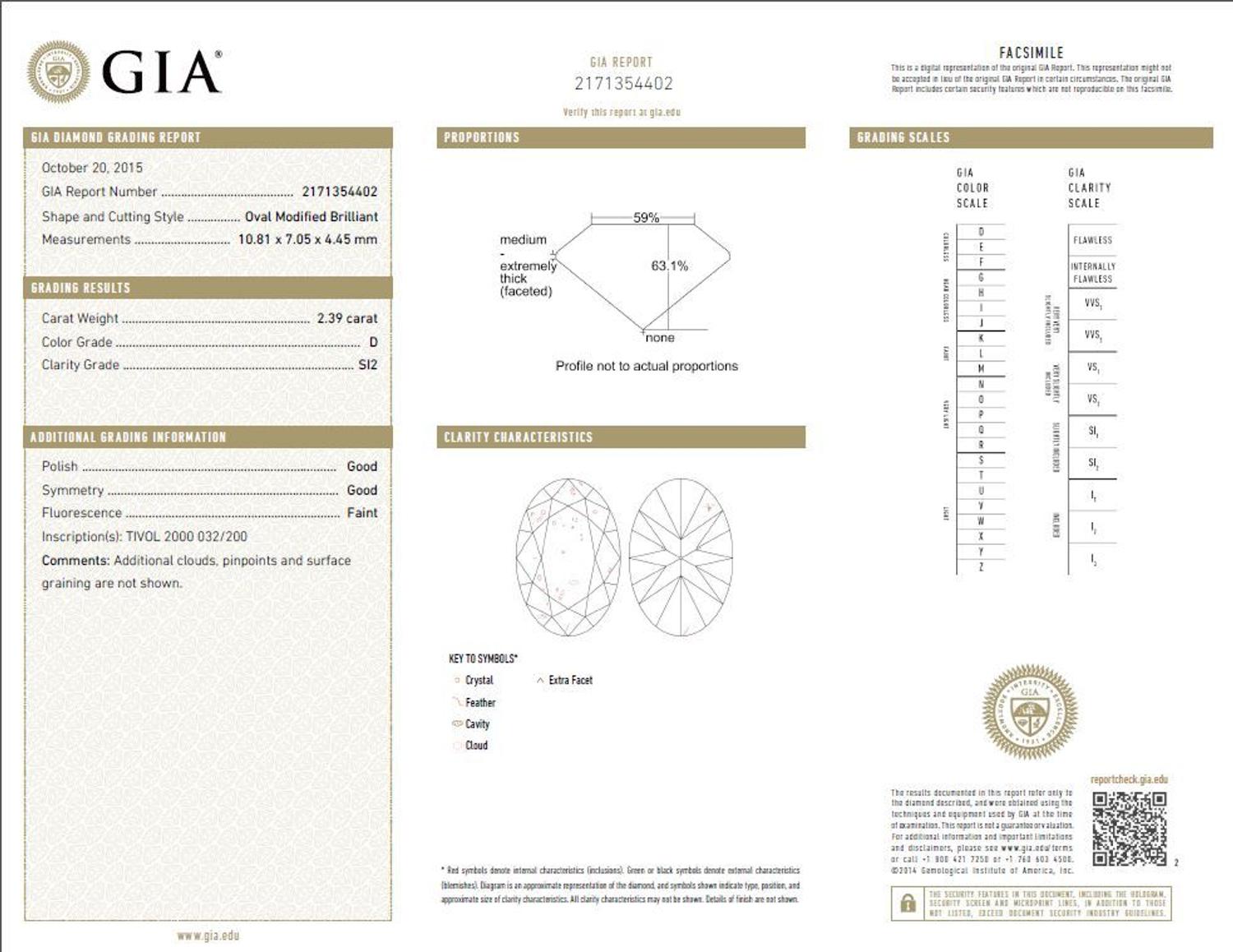 A 2.39 Carat Oval Brilliant Cut Diamond,