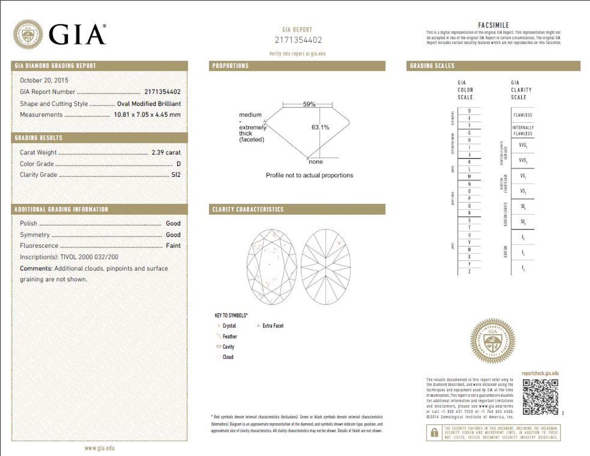 A 2.39 Carat Oval Brilliant Cut Diamond,