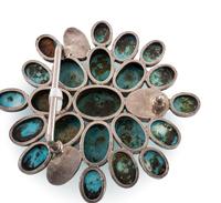 Southwestern-style Sterling Silver and Dyed Turquoise Cluster Belt Buckle