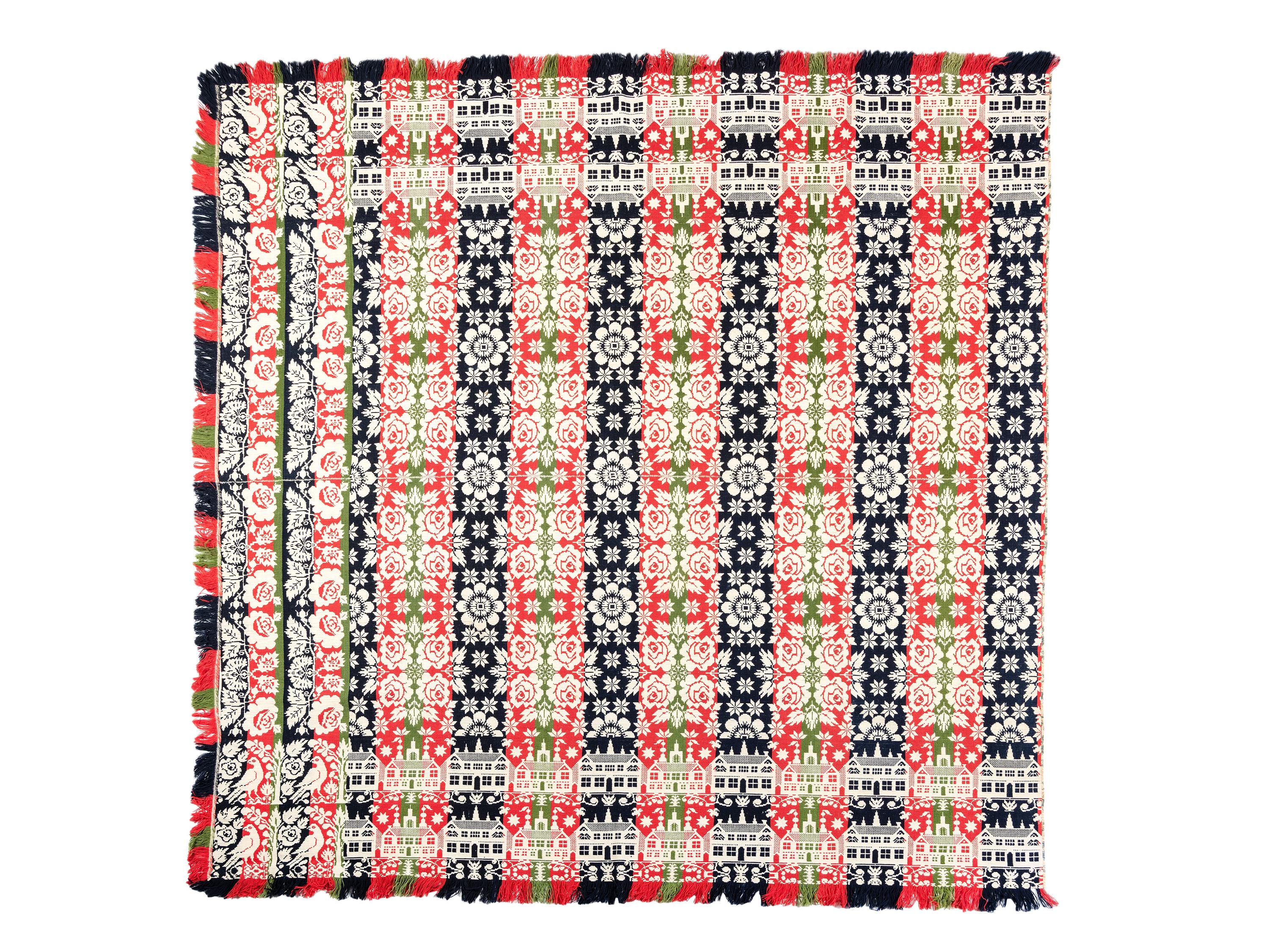 Four Jacquard Coverlets Including a George Washington Example