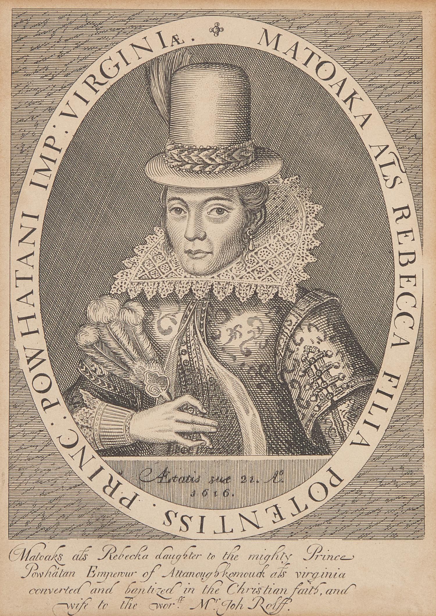 An Engraved Portrait Of Pocahontas (D. 1617)