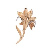 BICOLOR GOLD, JADE, AND DIAMOND FLOWER BROOCH