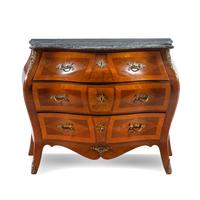 A Louis XV Style Marble-Top Bombe Commode