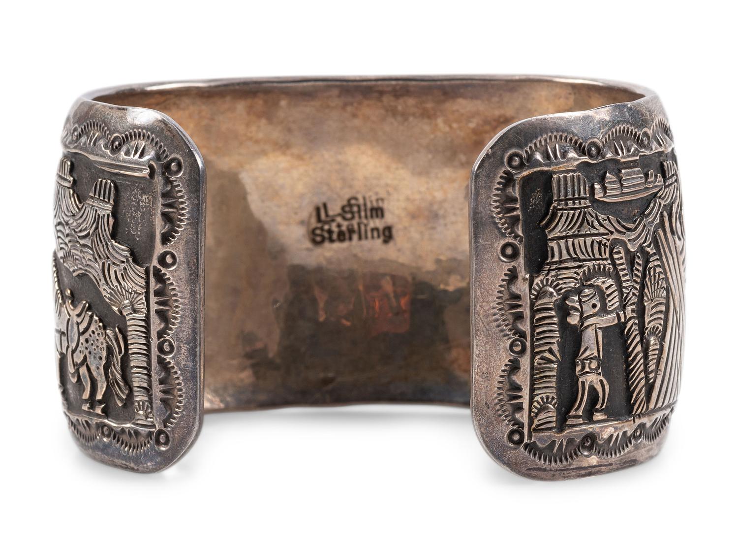 Navajo Sterling Silver Storyteller Cuff Bracelet