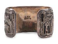 Navajo Sterling Silver Storyteller Cuff Bracelet