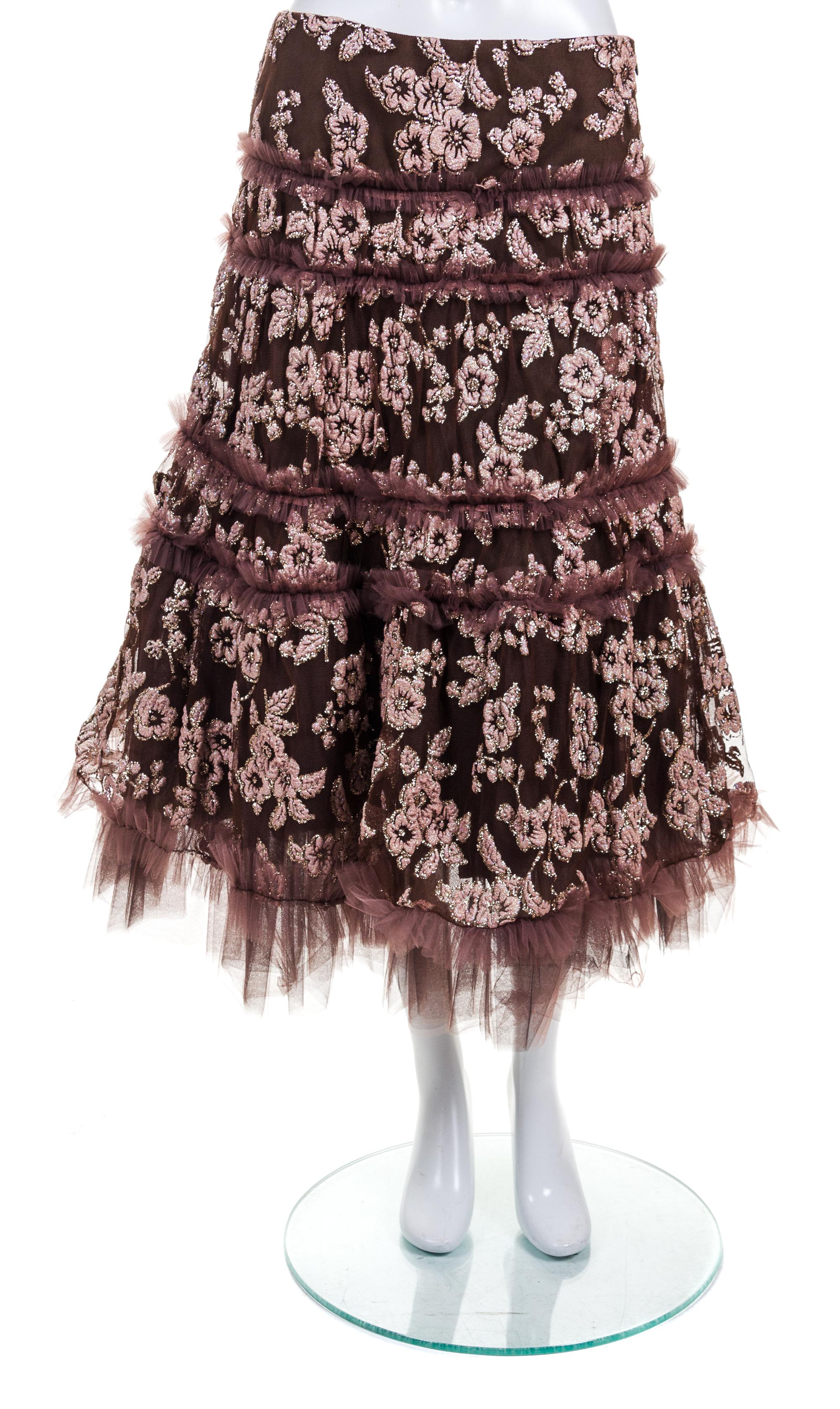 A Tuleh Brown Tulle Skirt, Size 6.