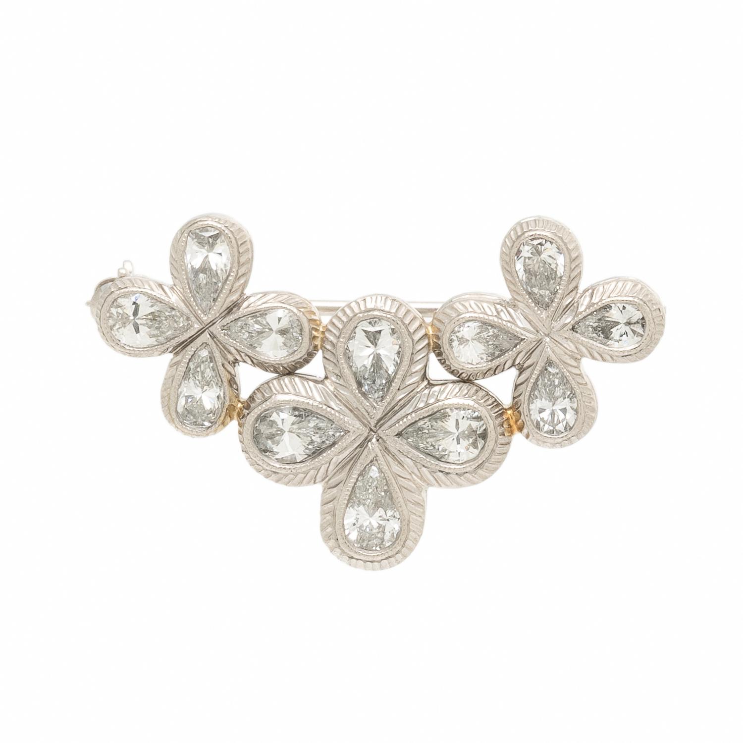 Attributed to Loree Rodkin, Diamond and Platinum Flower Brooch