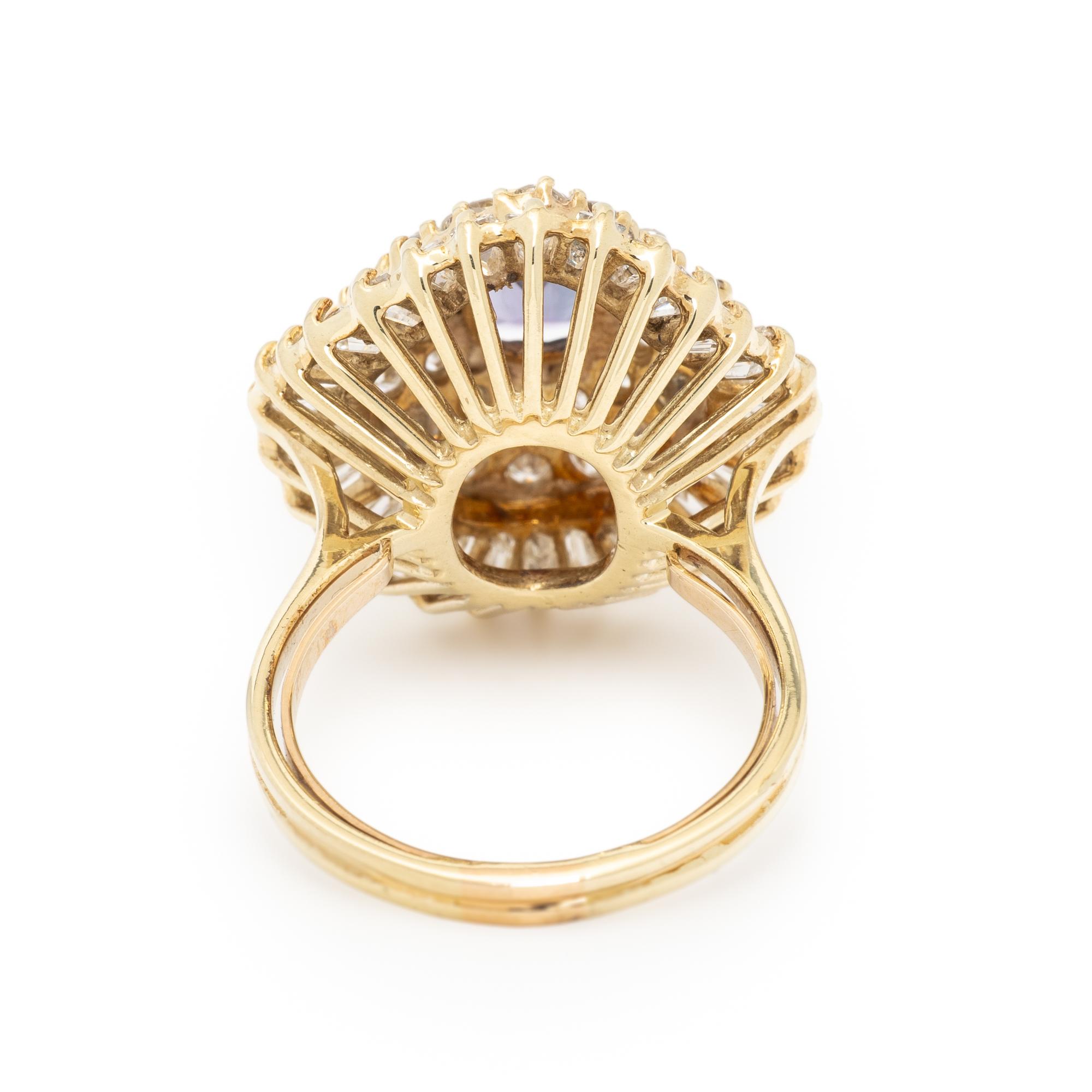 SAPPHIRE, DIAMOND, AND YELLOW GOLD BALLERINA RING