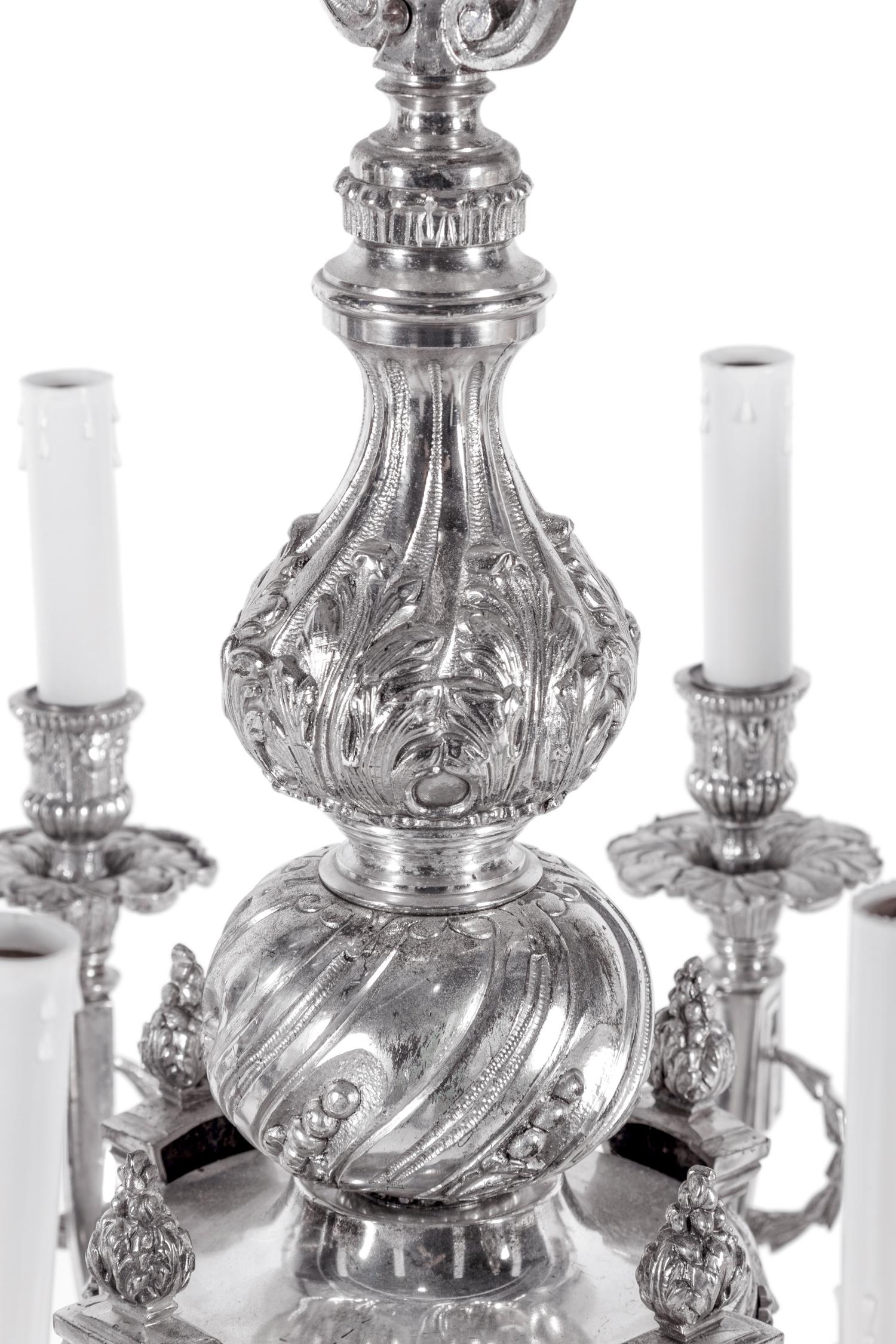 A Silver-Plate Sixteen-Light Chandelier