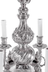 A Silver-Plate Sixteen-Light Chandelier