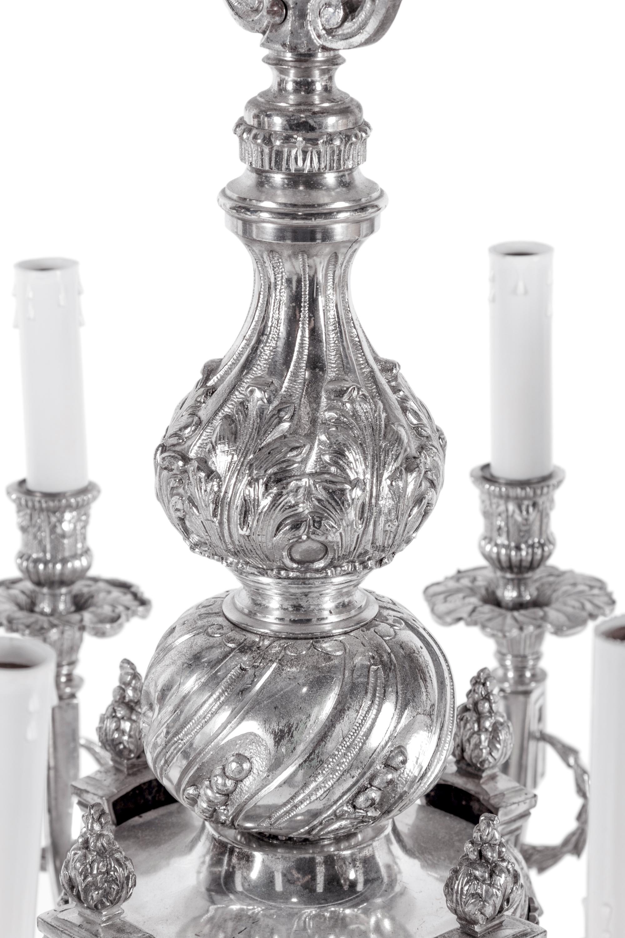 A Silver-Plate Sixteen-Light Chandelier