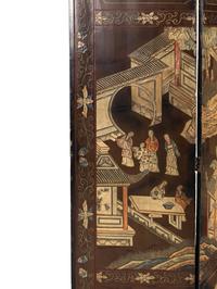 A Chinese Export Lacquer Four-Panel Floor Screen