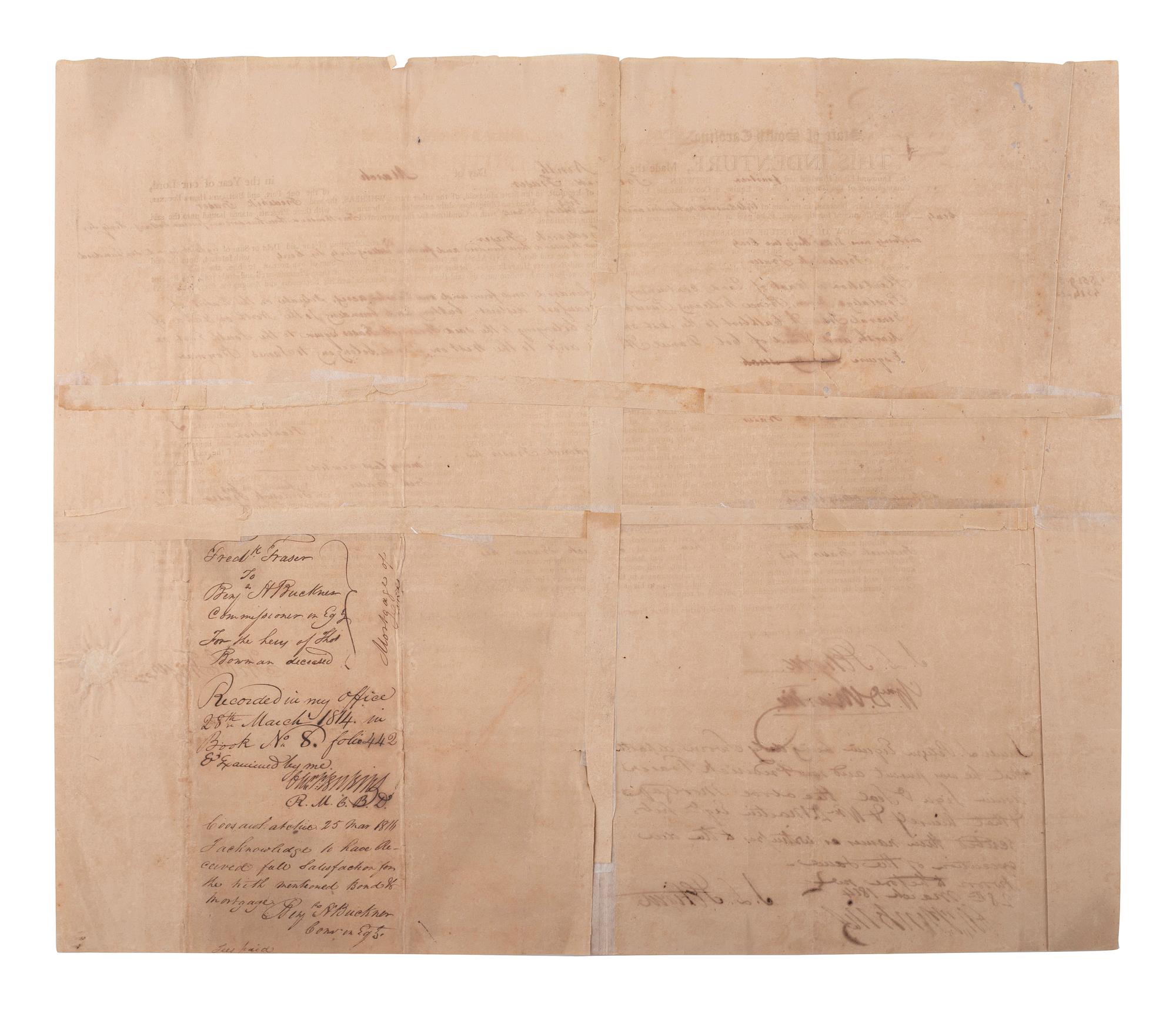 [SOUTH CAROLINA]. Document signed by jurist James L. Petigru (1789-1863), a Charleston Unionist.