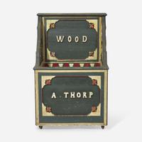 A painted Folk carpentry pine wood box "A. Thorp," dated "1914," New York State