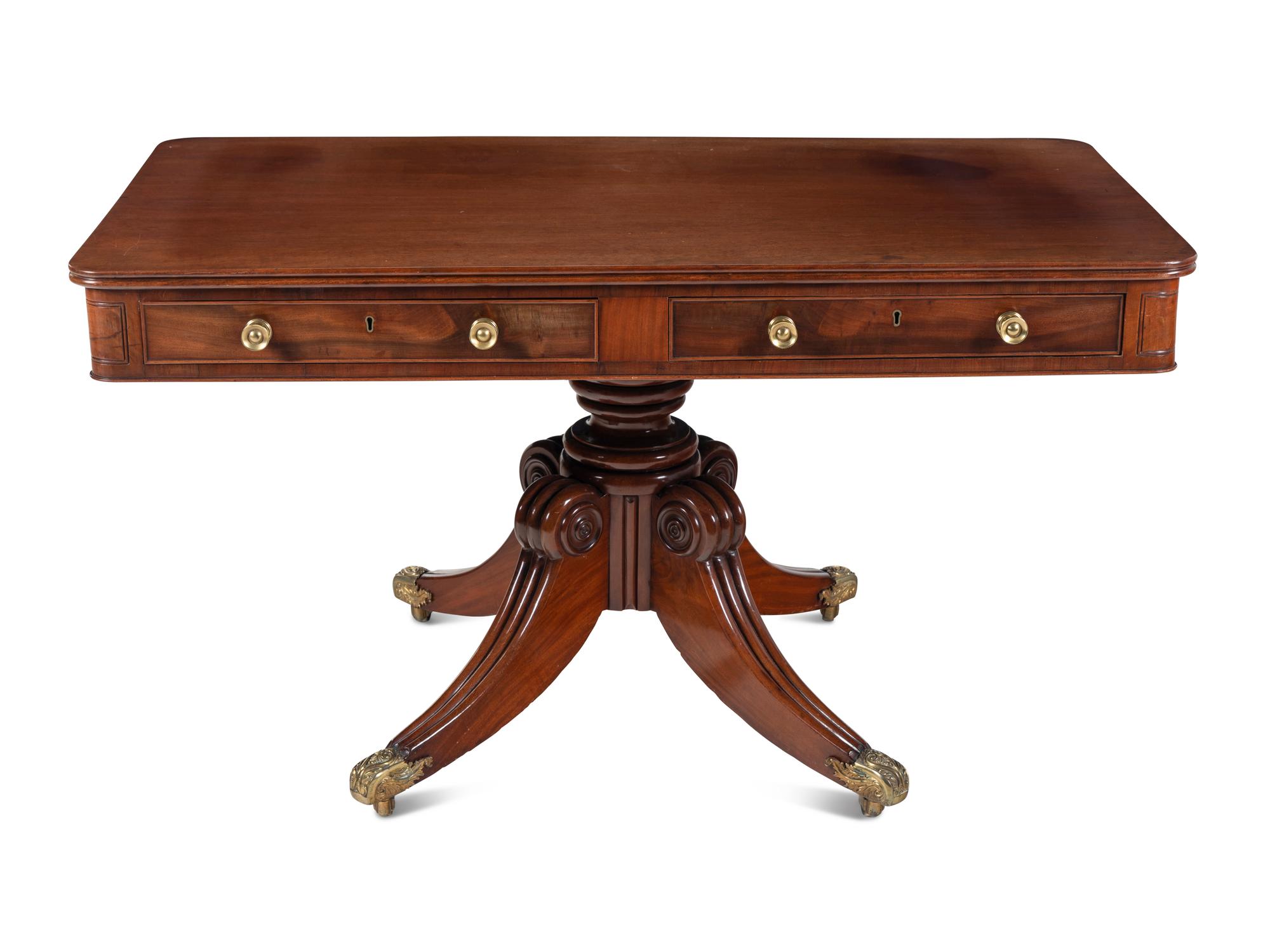 A William IV "Plum Pudding" Mahogany Sofa Table