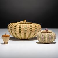Colorful Lidded Split Ash Baskets