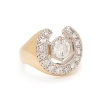 YELLOW GOLD AND DIAMOND HORSESHOE RING