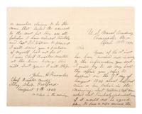 [CIVIL WAR - NAVY]. A group of 9 documents related to Robert Coster and his efforts to confirm the identity of the man who lashed Rear Admiral David G. Farragut to the rigging of the Hartford at the Battle of Mobile Bay.