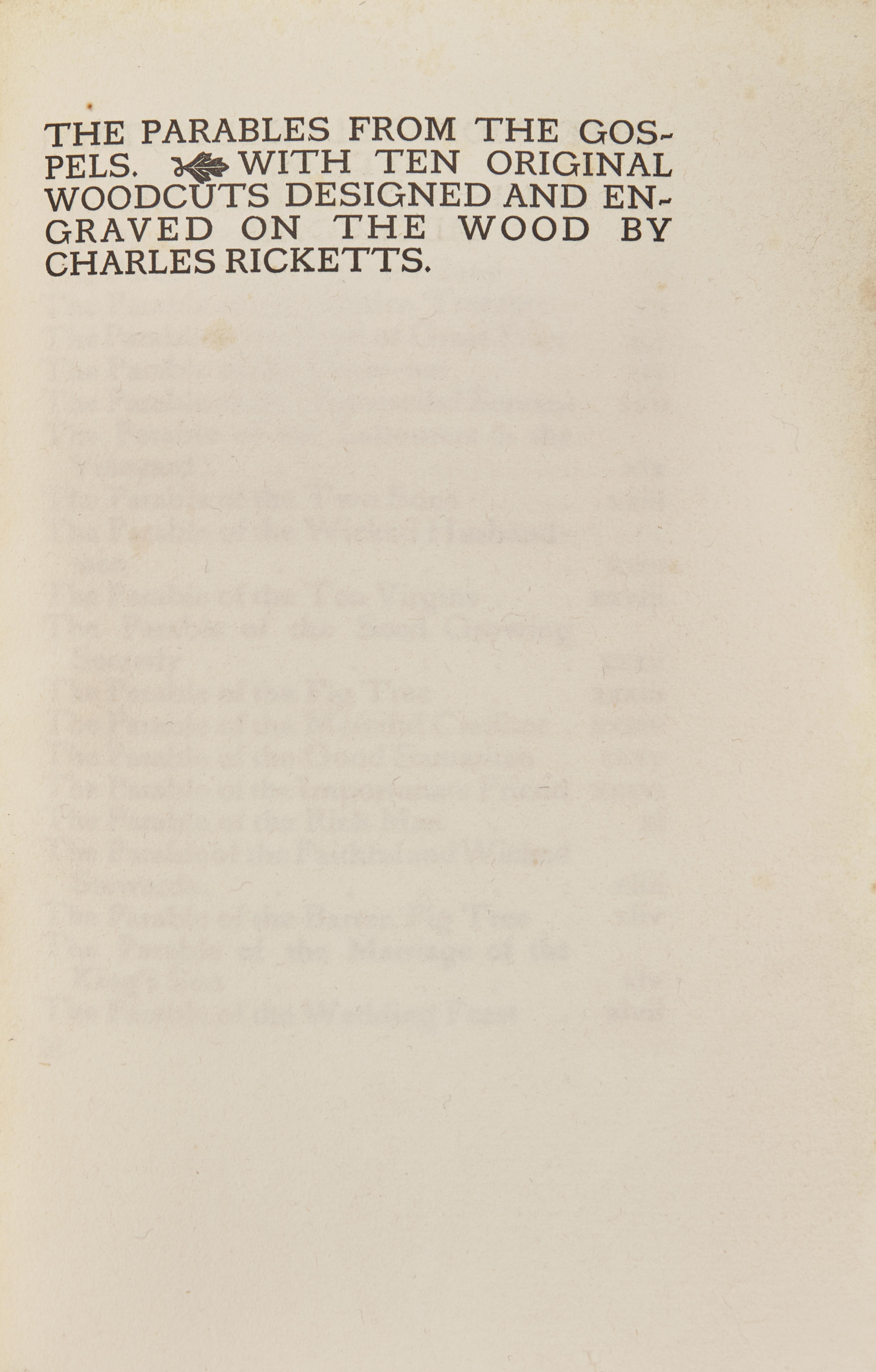 [Private Press] [Vale Press] [Gray, John] The Parables From the Gospels