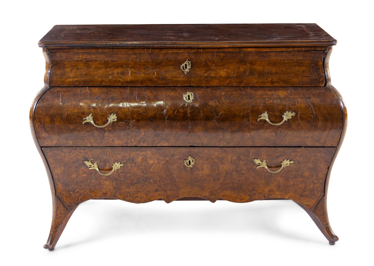 A Continental Burlwood Commode