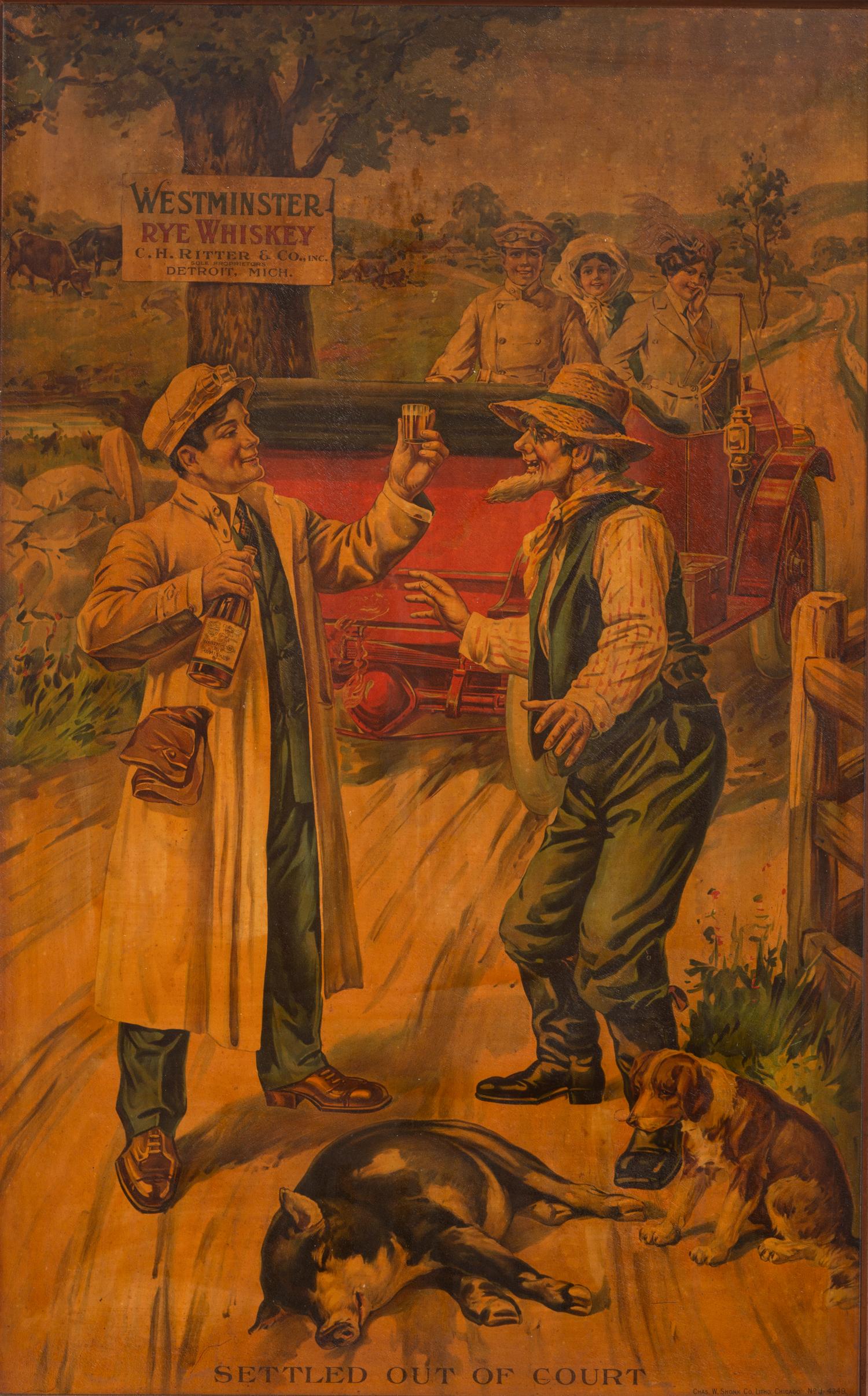 A Westminster Whiskey Tin Lithograph Advertisement