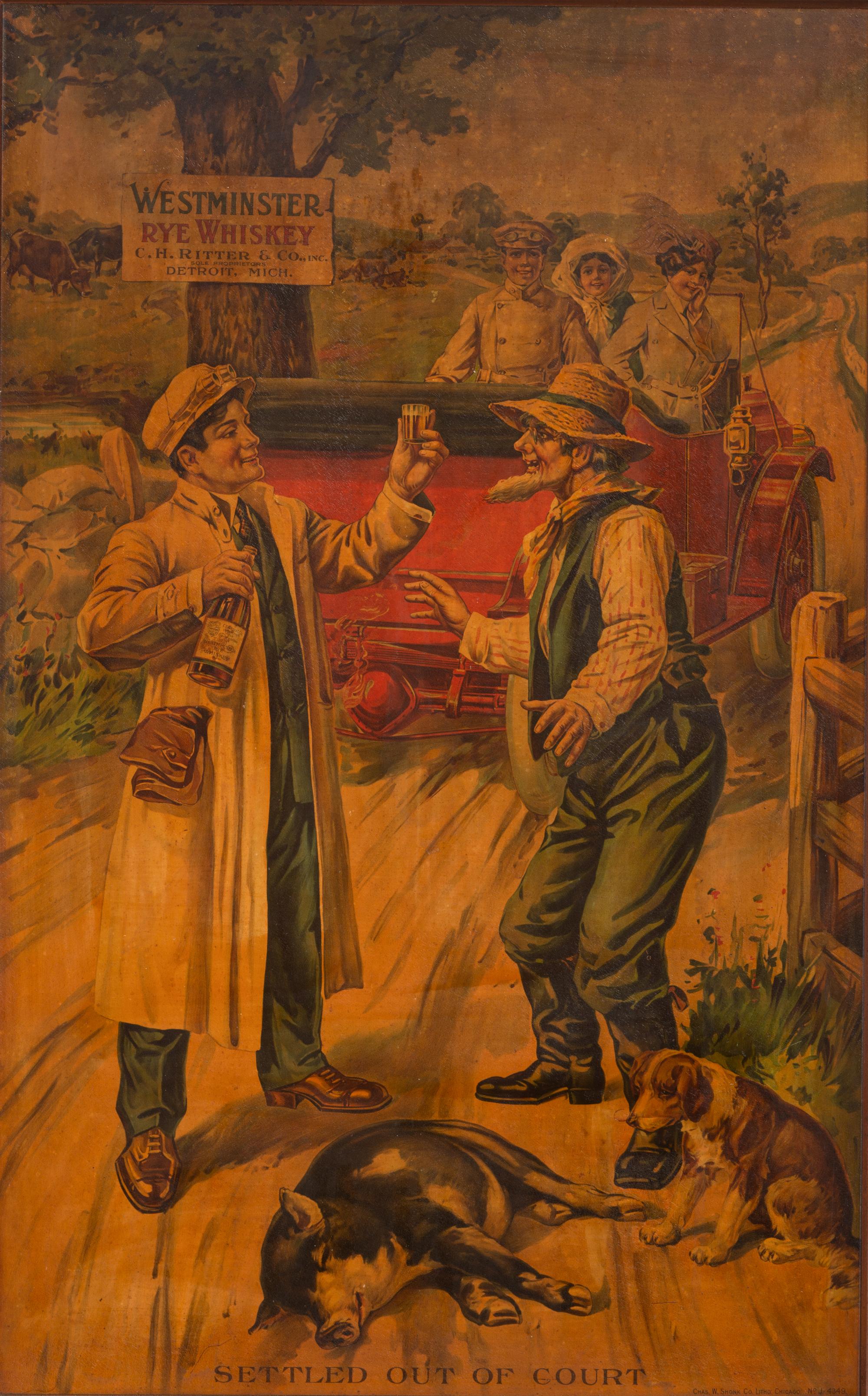 A Westminster Whiskey Tin Lithograph Advertisement
