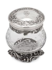 A French Silver Mounted Etched Glass Jar