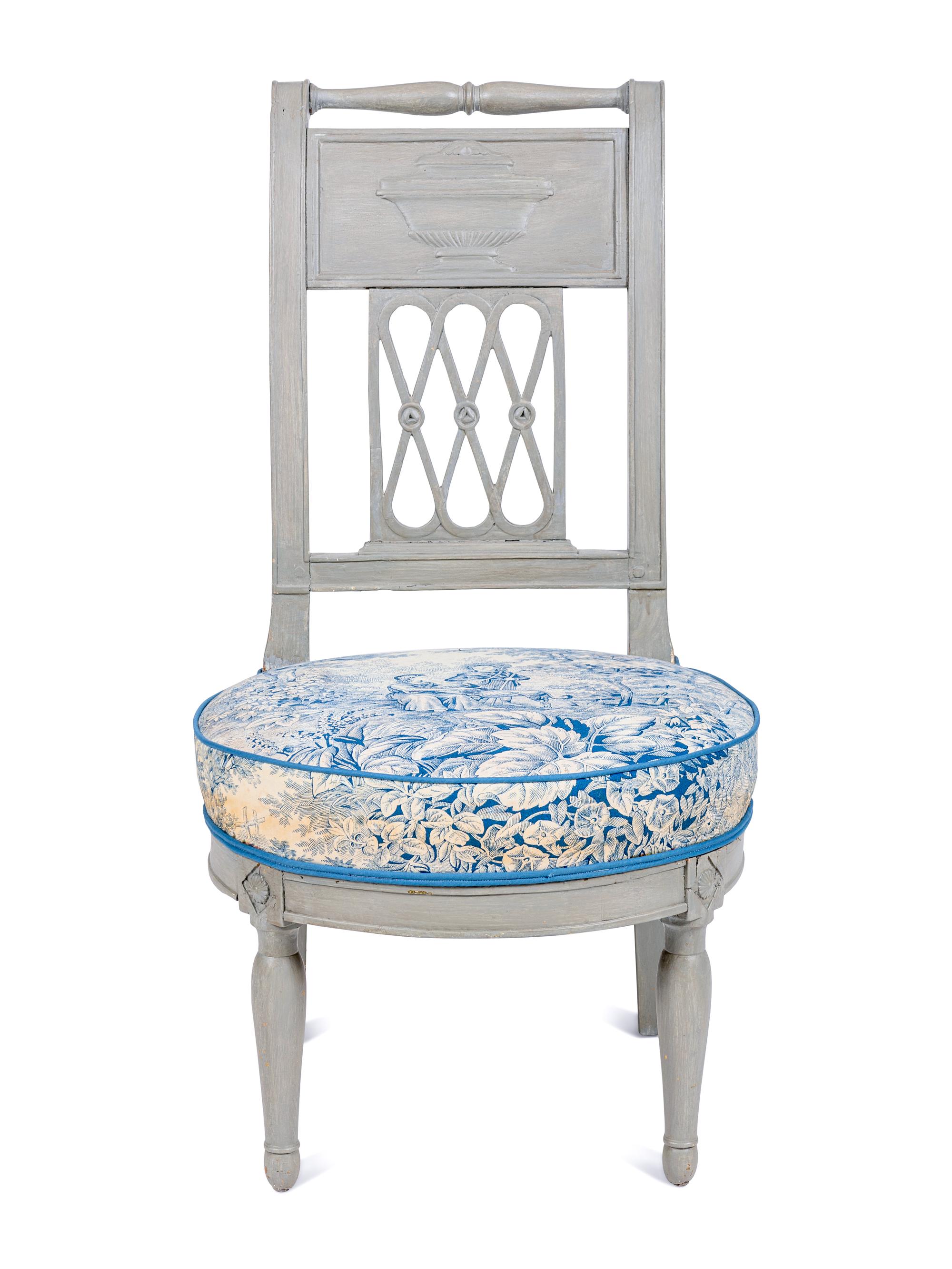 A Directoire Grey-Painted Chauffeuse
