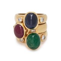 YELLOW GOLD, MULTIGEM AND DIAMOND RING