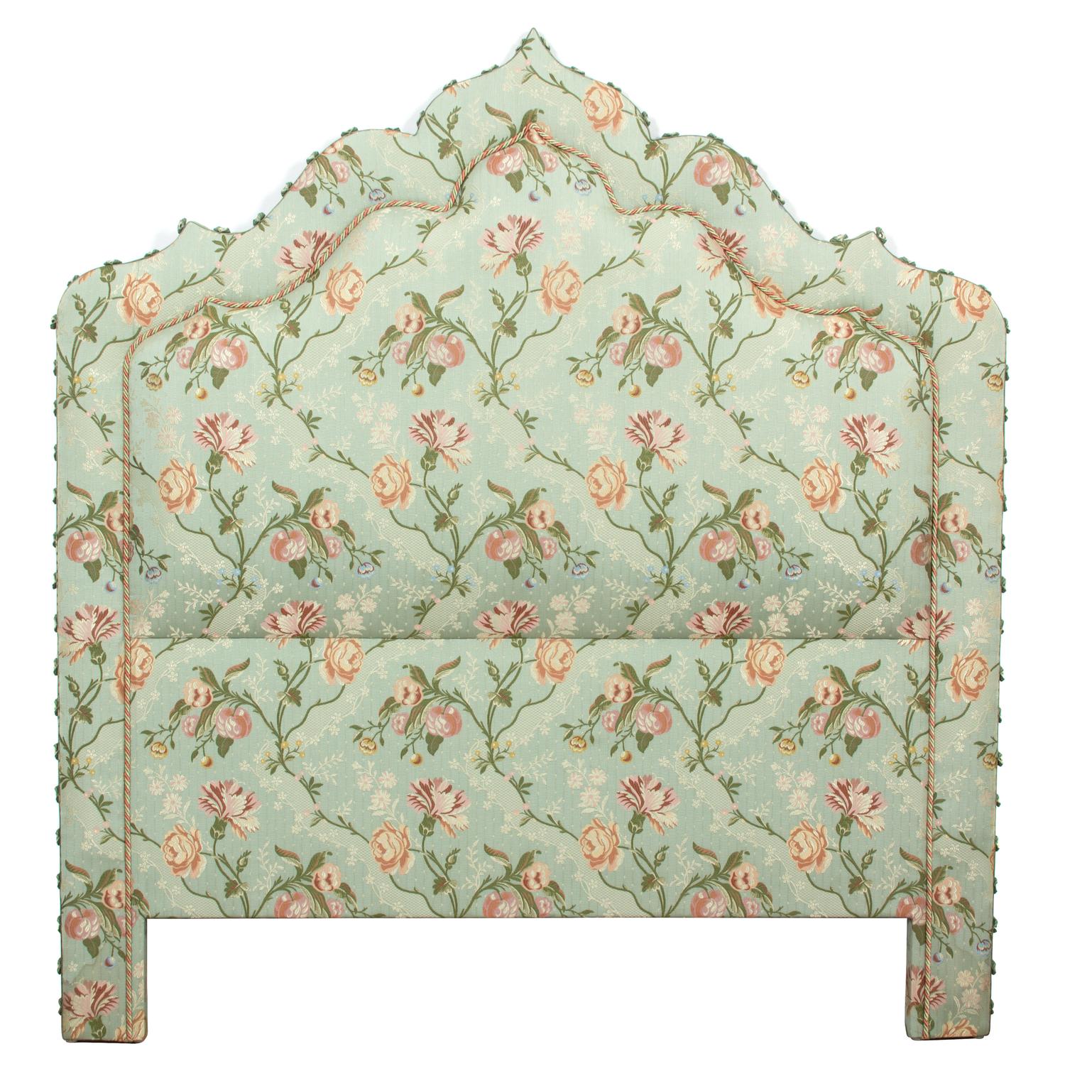 A Louis XV Style Upholstered Headboard Height 68 x width 60 inches. — 20TH CENTURY