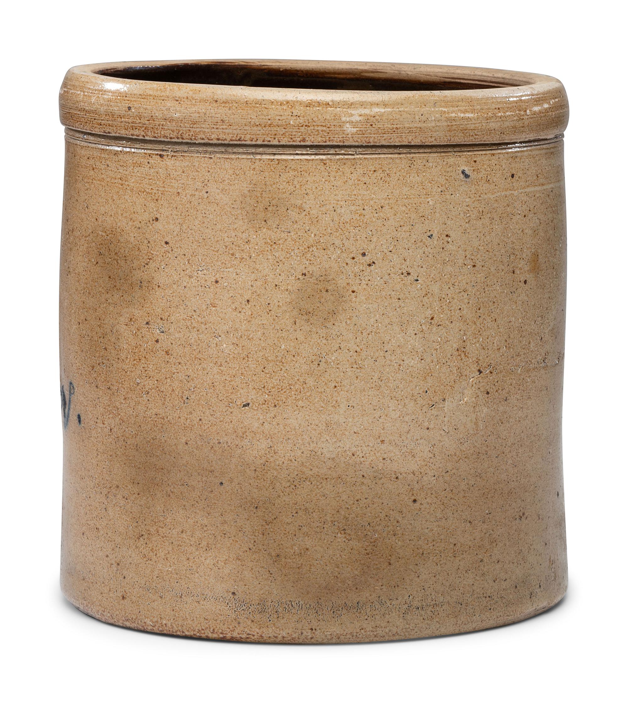 A Script Decorated Stoneware Crock