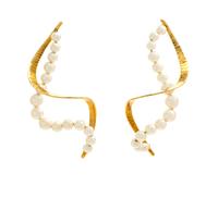 A Pair of 18 Karat Yellow Gold and Cultured Pearl Spiral Earrings, Daunis, 7.80 dwts.