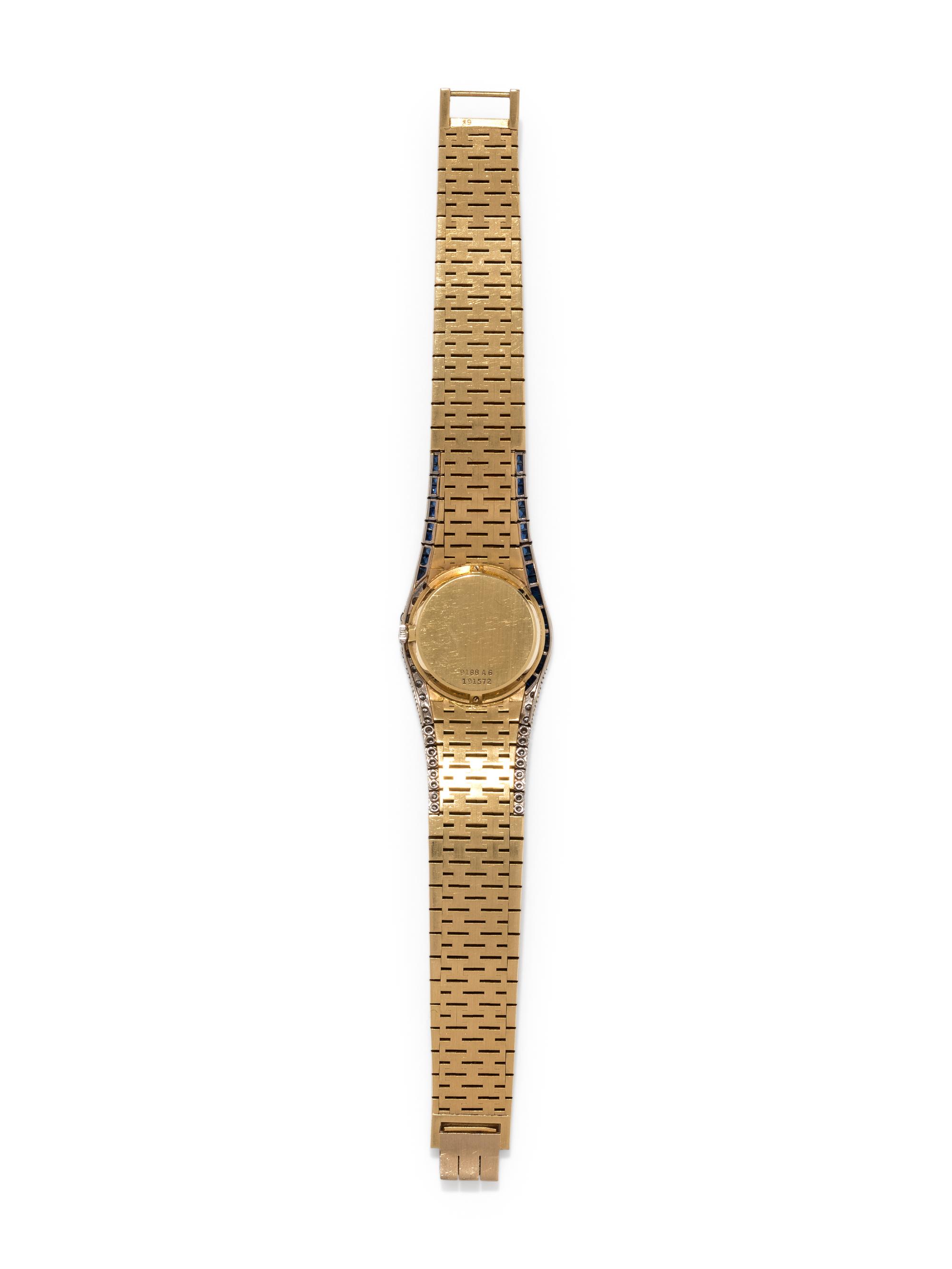 PIAGET, 18K YELLOW GOLD, LAPIS LAZULI, DIAMOND AND SAPPHIRE WRISTWATCH