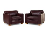 A Pair of Modern Leather Upholstered Club Chairs