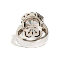 AQUAMARINE, DIAMOND, AND WHITE GOLD RING