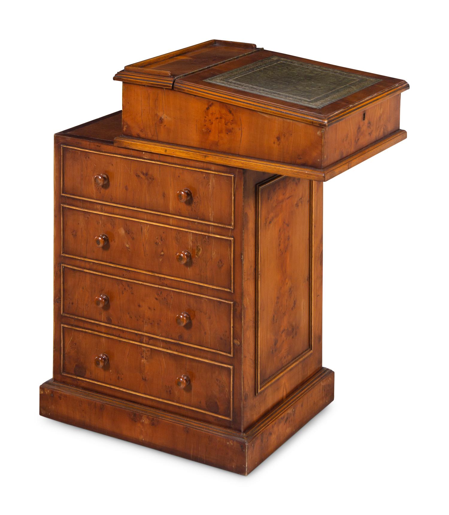 An English Yew Wood Davenport Desk