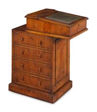 An English Yew Wood Davenport Desk