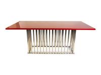 Red Lava Stone Table with Custom Chrome Base