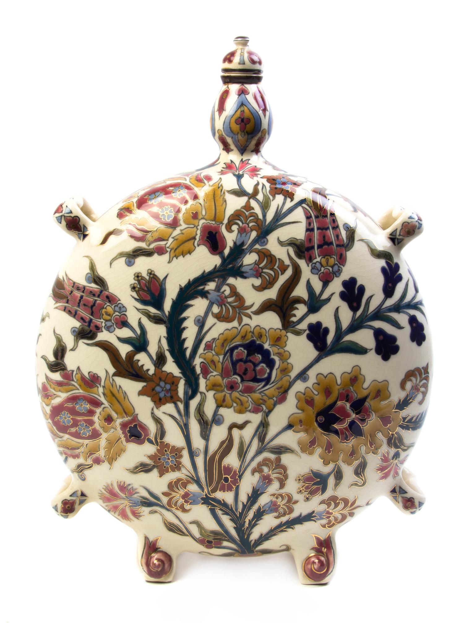 A Zsolnay Pottery Wine Flask, 20TH CENTURY, Height 19 inches. — 20TH CENTURY,