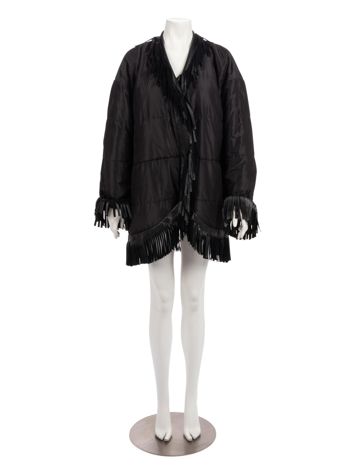 Saint Laurent Rive Gauche Black Quilted Jacket with Fringe, 2000s