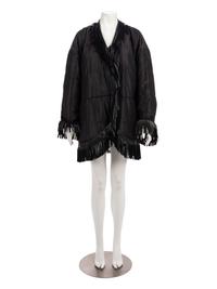 Saint Laurent Rive Gauche Black Quilted Jacket with Fringe, 2000s