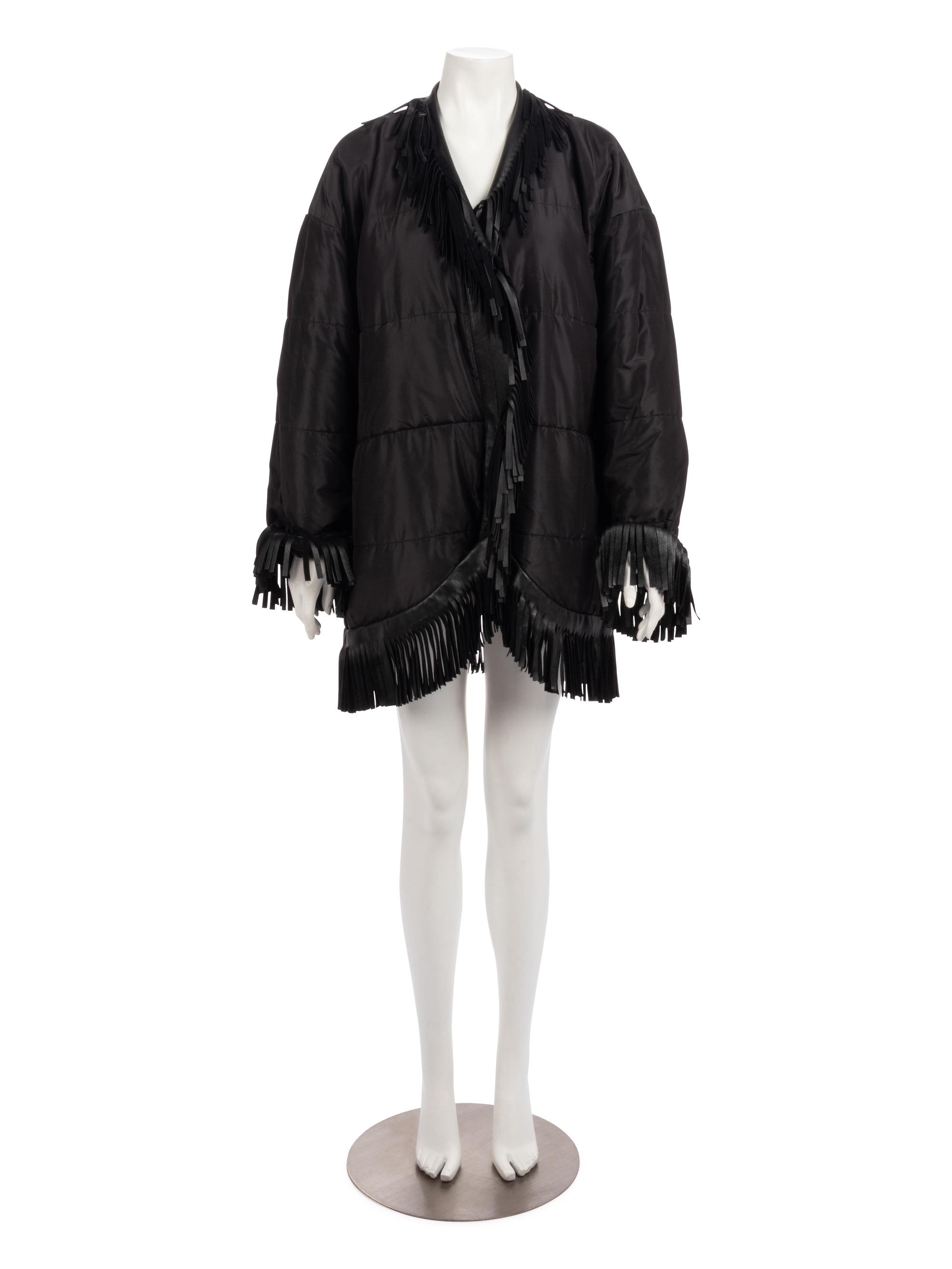 Saint Laurent Rive Gauche Black Quilted Jacket with Fringe, 2000s