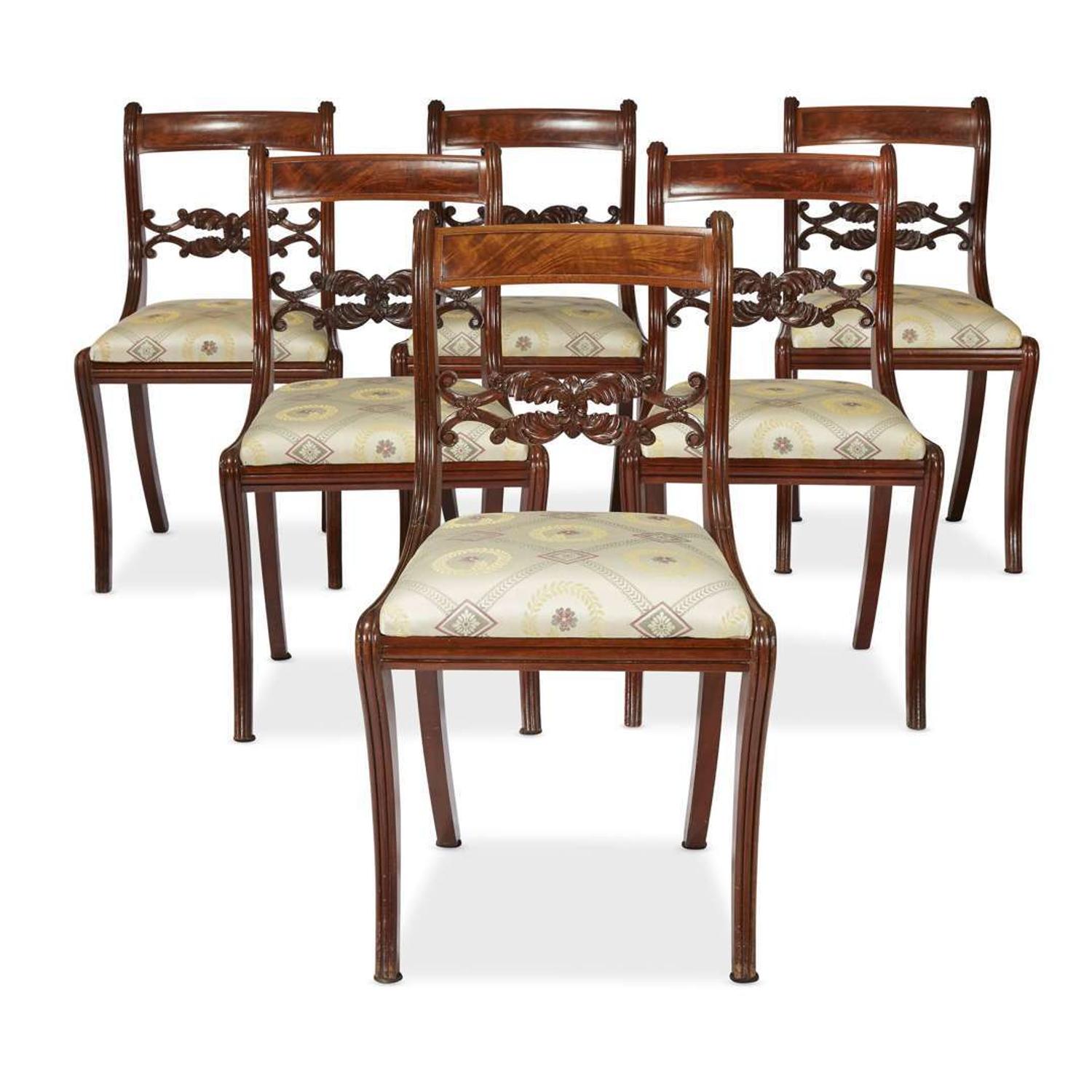 Six Classical carved mahogany klismos chairs Philadelphia, PA, circa 1825