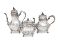 A French Silver Three-Piece Tea and Coffee Service