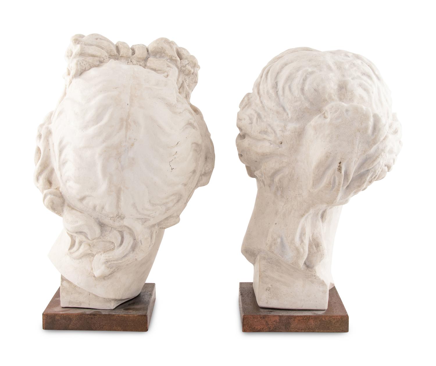 Two Plaster Busts of Apollo and Venus