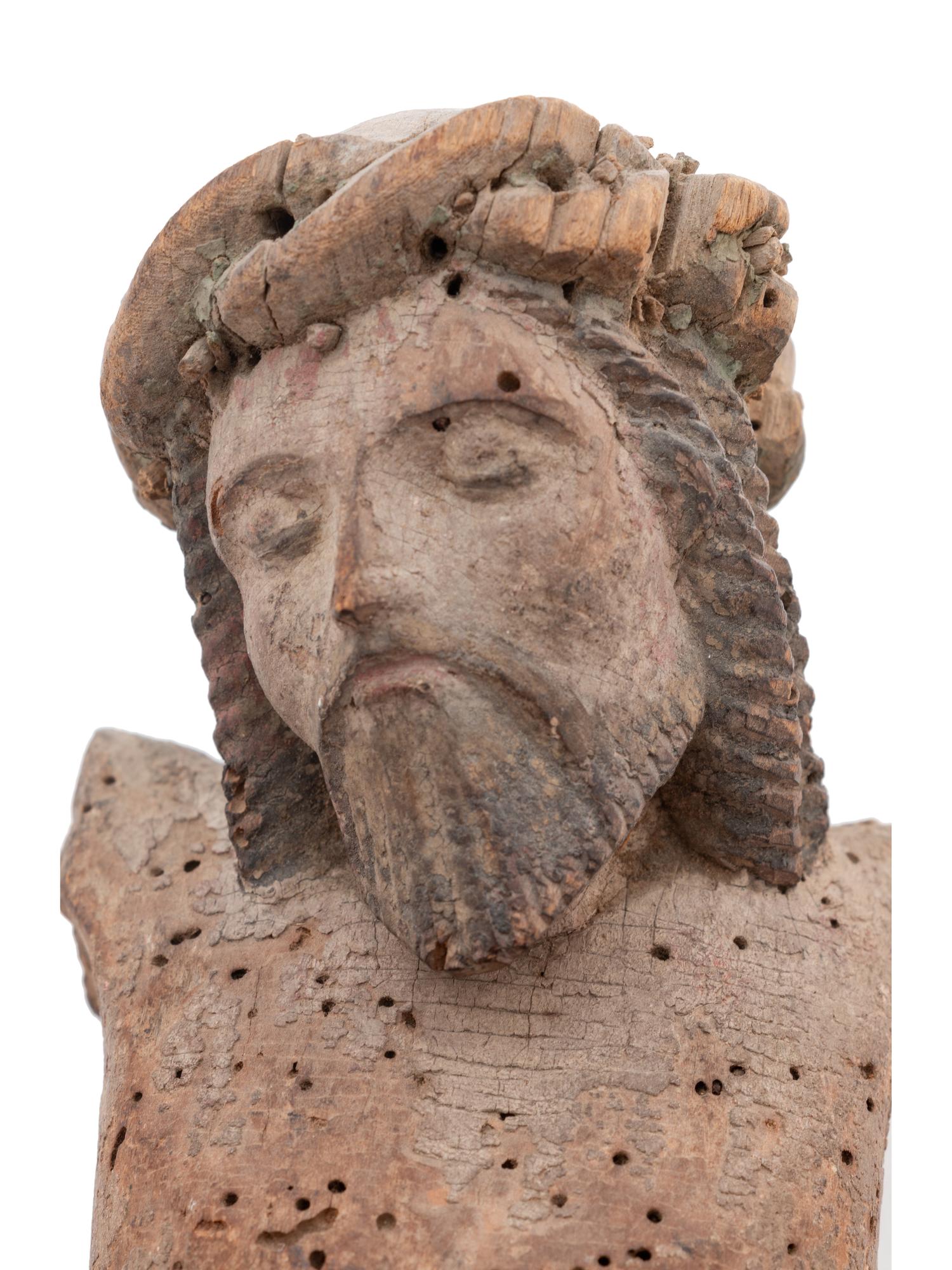 A Continental Carved Wood Fragment of a Crucifix