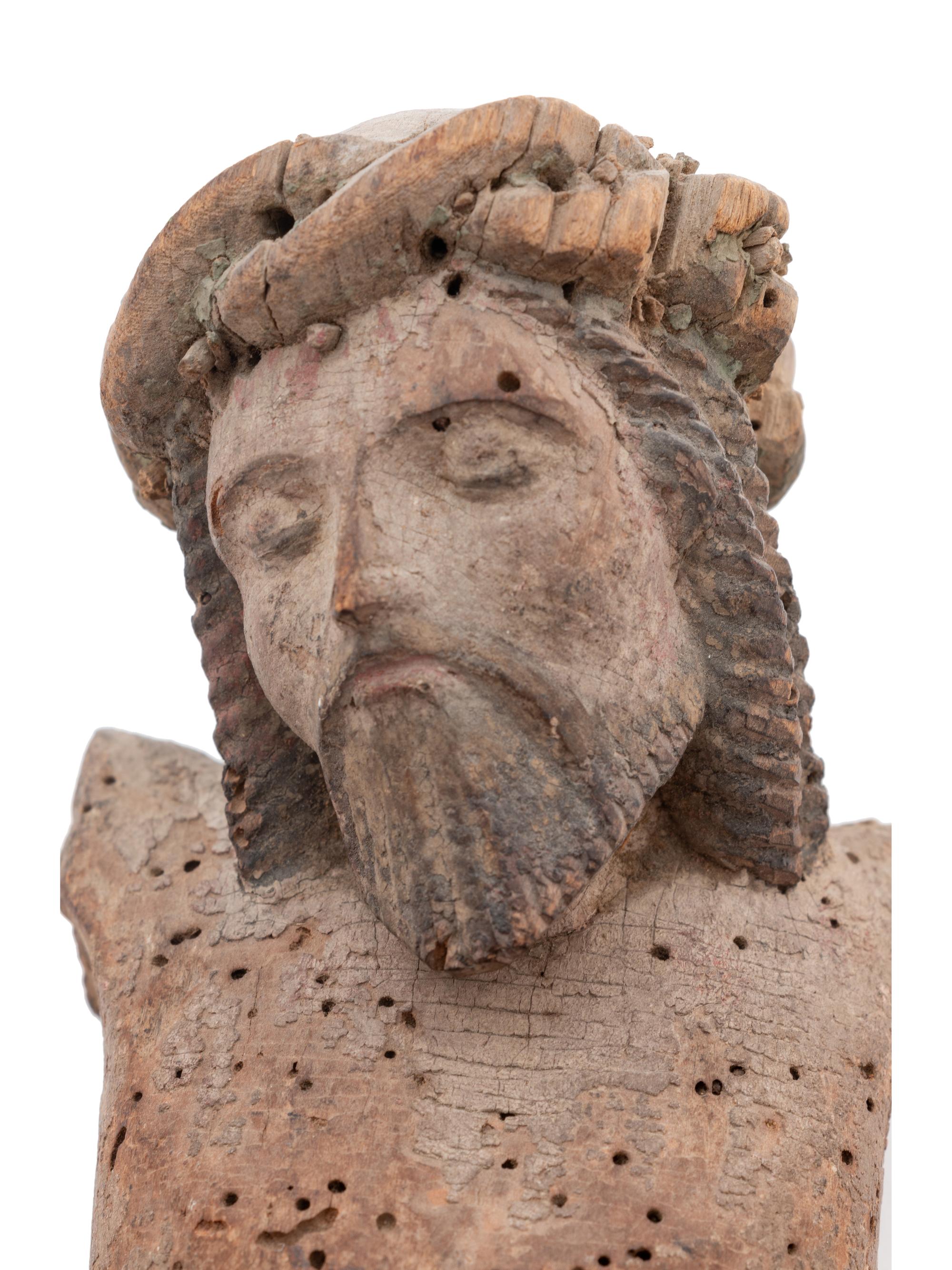 A Continental Carved Wood Fragment of a Crucifix