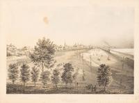 [Chicago Fire]. A group of 10 prints and 2 paintings, showing views of Chicago before and after the Great Fire, including: