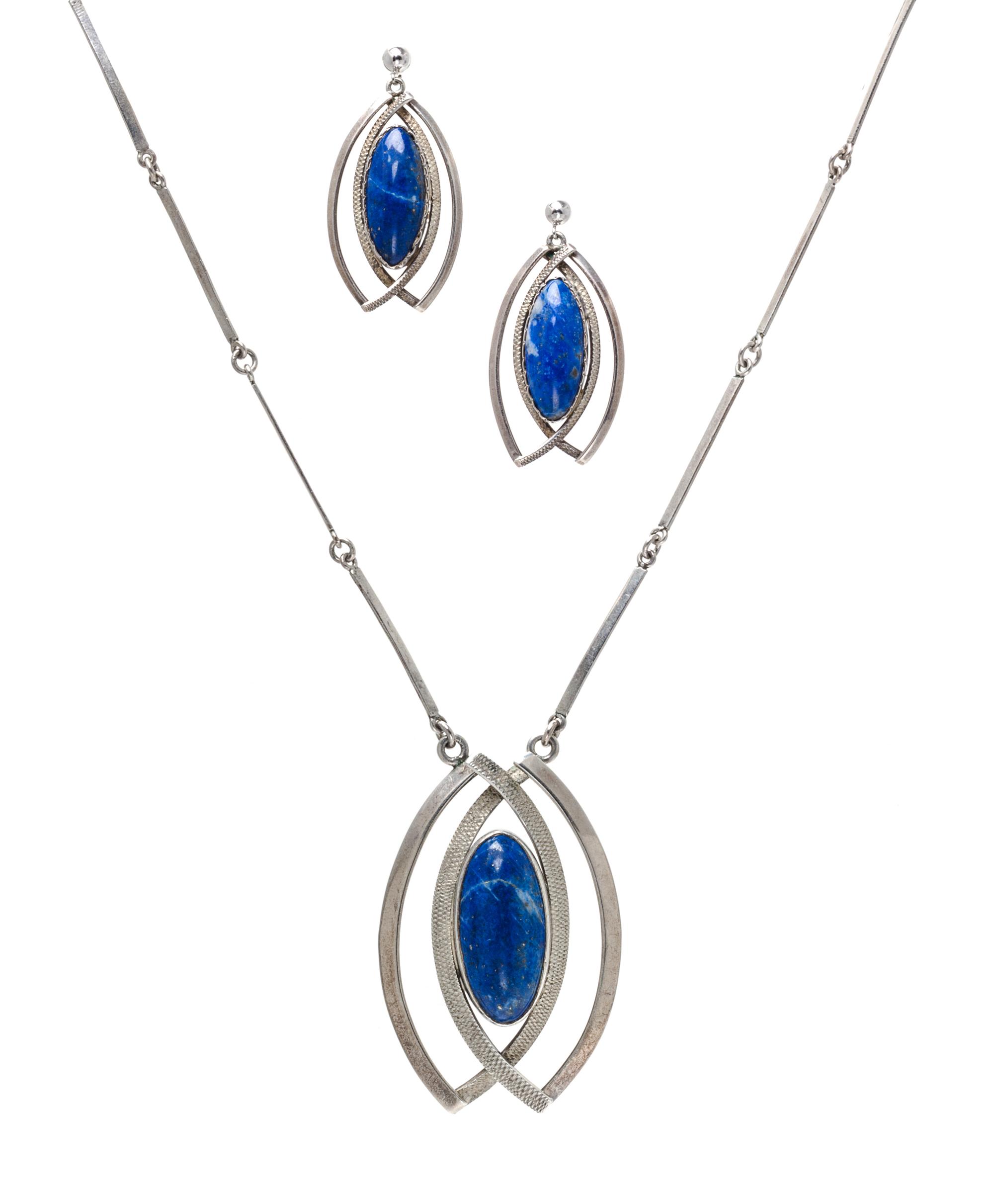 A Silver and Lapis Lazuli Demi Parure, 34.70 dwts.